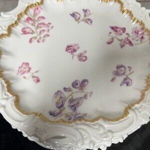 3x French T&V Victorian Hand Painted Dessert Plates 9.5"
